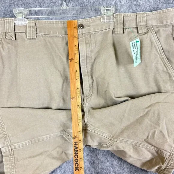 Duluth Cargo Shorts Mens 48 Khaki Thick Canvas Workwear Utility Gusseted
